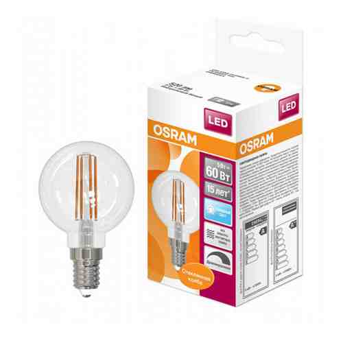 Лампа светодиодная Osram Е14 5 Вт 4000 К шар прозрачная