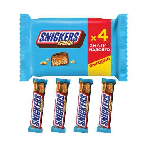 Батончик Snickers Crispers молочный с нугой 40 г x 4 шт