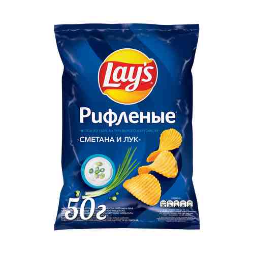 Чипсы картофельные Lay's рифленые Сметана и лук 50 г