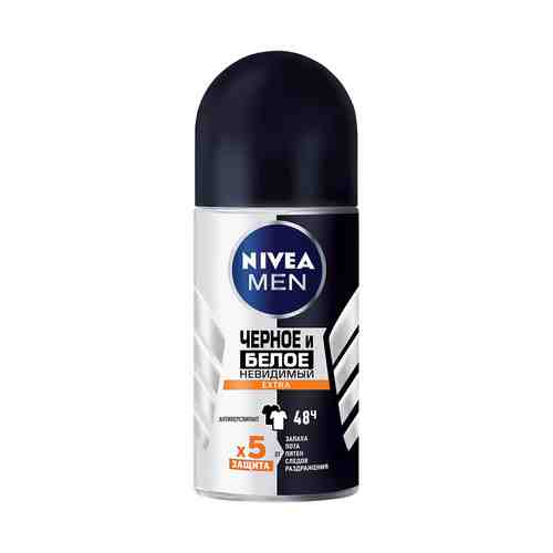 Дезодорант-антиперспирант роликовый для тела Nivea Men Черное и белое Невидимый Extra мужской 50 мл