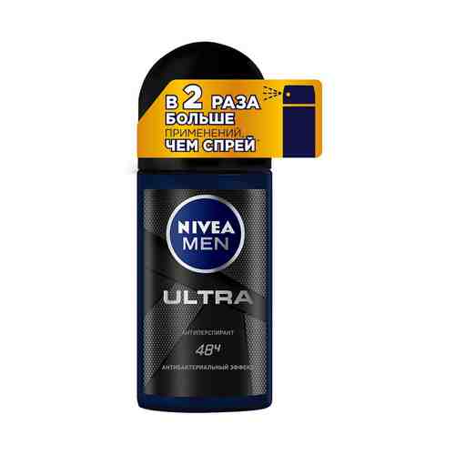 Дезодорант-антиперспирант роликовый для тела Nivea Men Ultra с антибактериальным эффектом мужской 50 мл