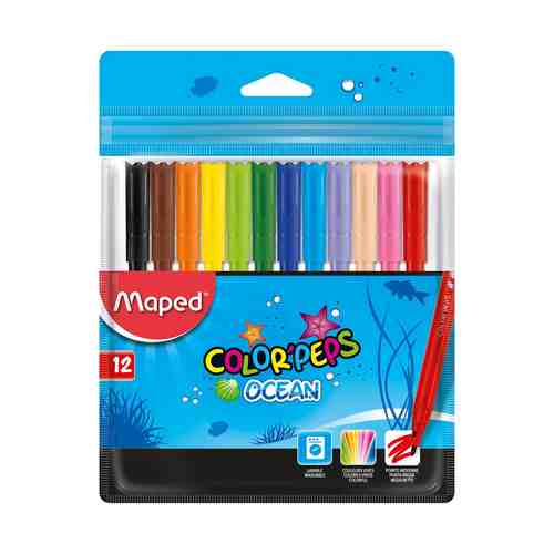 Фломастеры Maped Colorpeps Ocean супер смываемые 12 шт