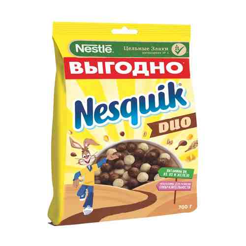 Готовый завтрак Nesquik Duo шоколадный обогащенный витаминами и минеральными веществами 700 г