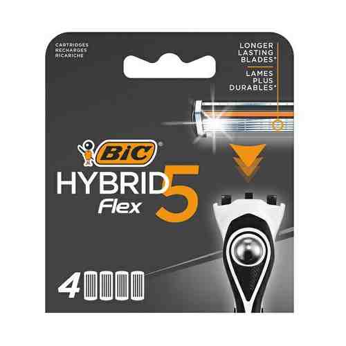 Кассеты BIC Flex 5 Hybrid для бритвенного станка с пятью подвижными лезвиями 4 шт