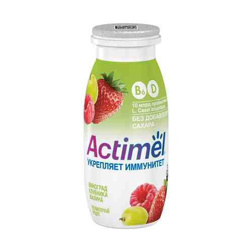 Кисломолочный напиток Actimel с виноградом клубникой и малиной без сахара 2,2% 100 мл