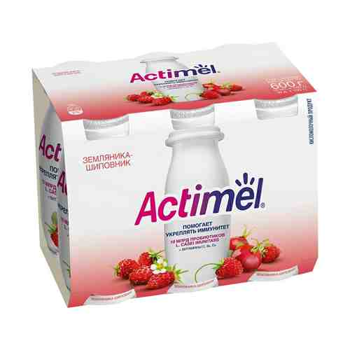 Кисломолочный напиток Actimel земляника-шиповник 2,5% БЗМЖ 100 мл