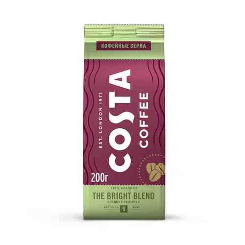 Кофе Costa Coffee Bright Blend Средняя обжарка в зернах 200 г