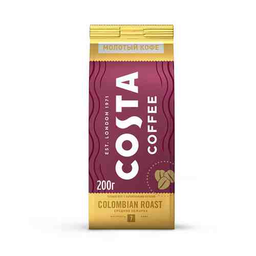 Кофе Costa Coffee Сolombian Roast Средняя обжарка молотый 200 г