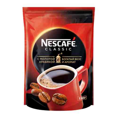 Кофе Nescafe Classic натуральный растворимый порошкообразный с добавлением натурального жареного молотого кофе 320 г