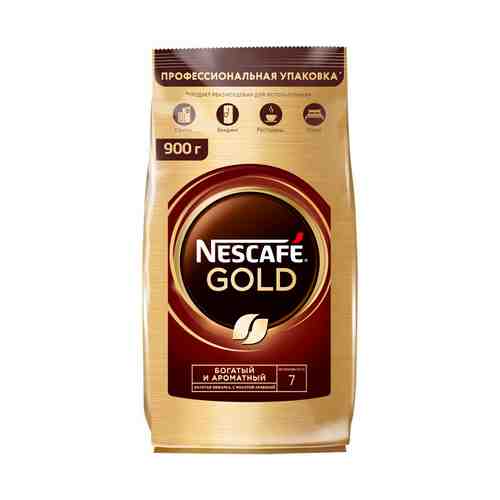 Кофе Nescafe Gold растворимый сублимированный с добавлением натурального молотого кофе 900 г