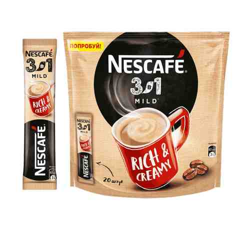 Кофейный напиток Nescafe 3 в 1 Mild в стиках 14,5 г х 20 шт