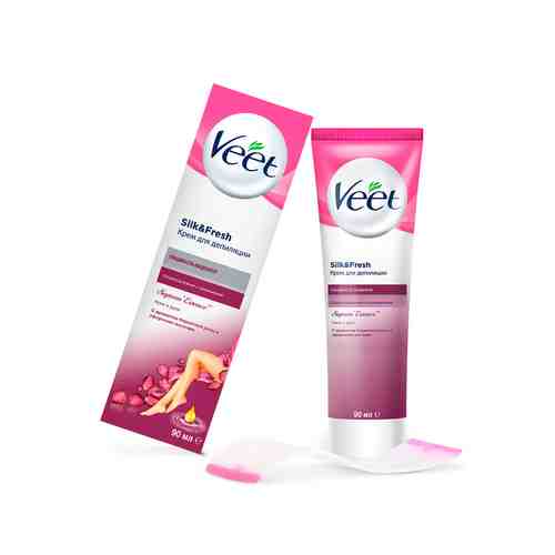 Крем для депиляции Veet Silk Fresh с ароматом бархатной розы и эфирными маслами 90 мл