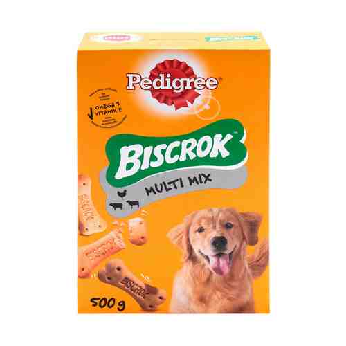 Лакомство Pedigree Biscrok Бисквитные косточки ассорти для собак 500 г