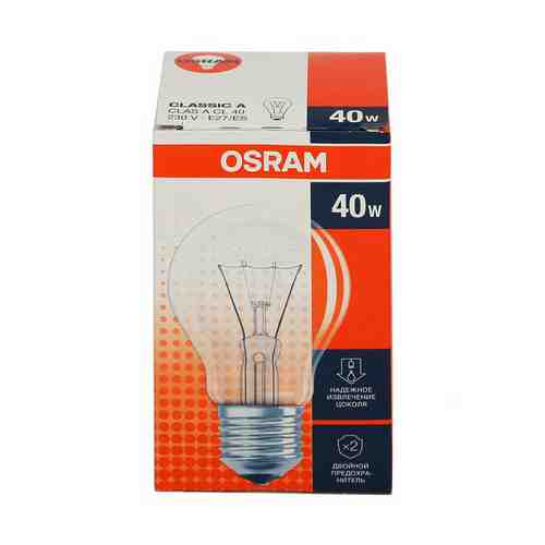 Лампа Osram Е27 40W шар прозрачная