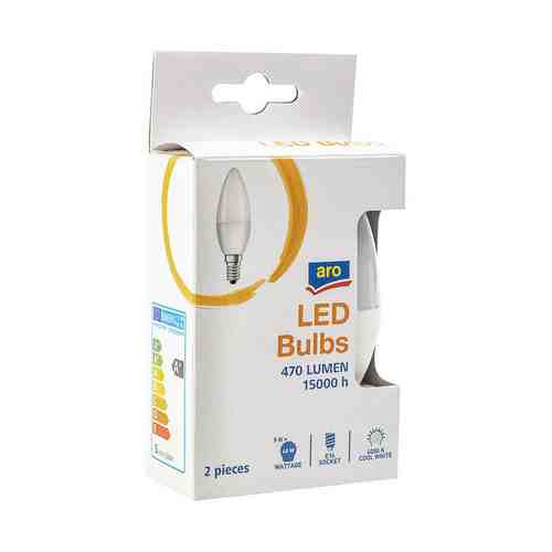 Лампа светодиодная Aro Bulbs 5W E14 свеча холодный белый 2 шт