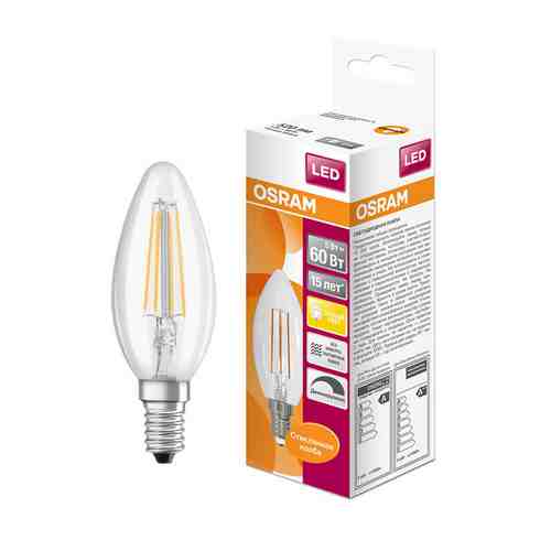 Лампа светодиодная Osram Е14 6 Вт 4000 К свеча матовая