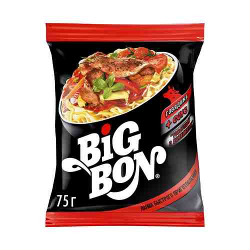 Лапша Big Bon говядина соус томатный с базиликом 75 г