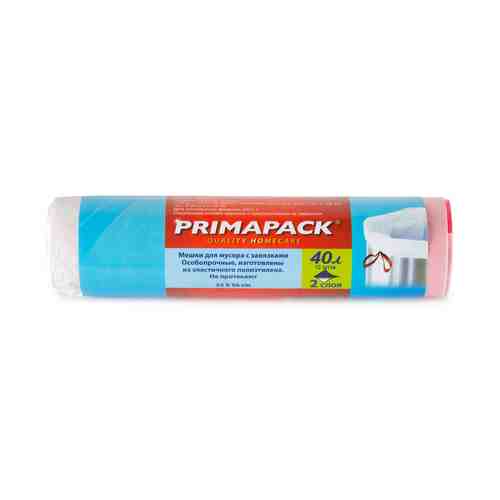 Мешки для мусора Primapack с завязками белые 40 л 12 шт