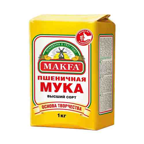 Мука Makfa пшеничная хлебопекарная высший сорт 1 кг