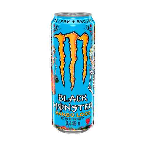 Напиток энергетический Black Monster Mango Loco газированный безалкогольный 0,449 л