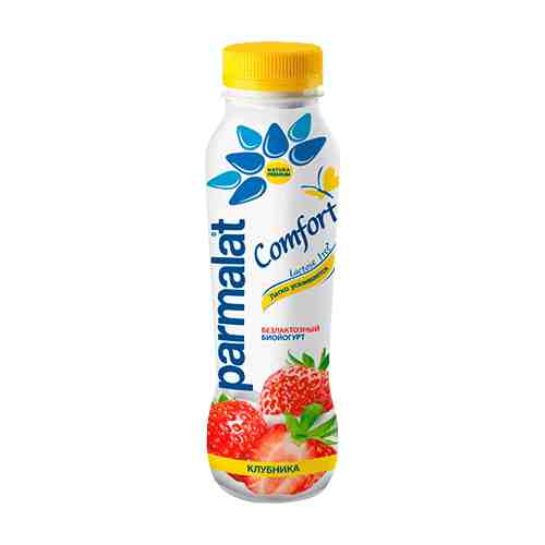 Питьевой биойогурт Parmalat Comfort безлактозный клубника 1,5% БЗМЖ 290 г