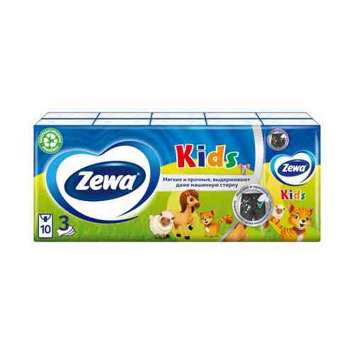 Платочки бумажные детские Zewa Kids 10 шт