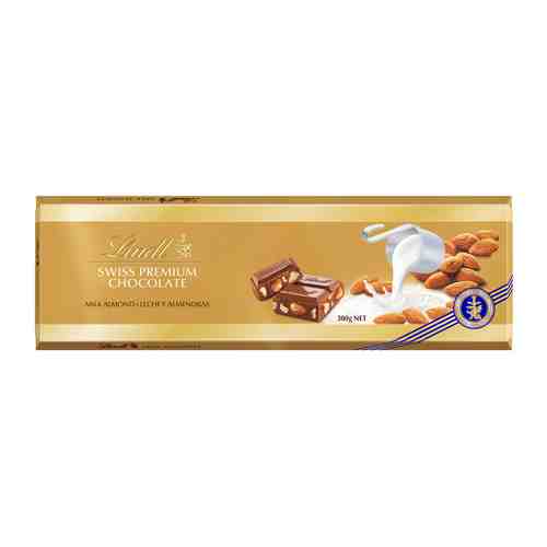 Плитка Lindt Gold молочный шоколад с целым миндалем 300 г