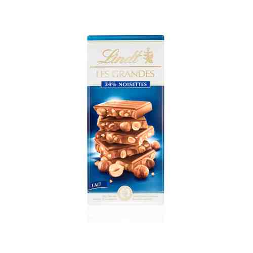 Плитка Lindt Les Grandes молочный шоколад Лесной орех 150 г