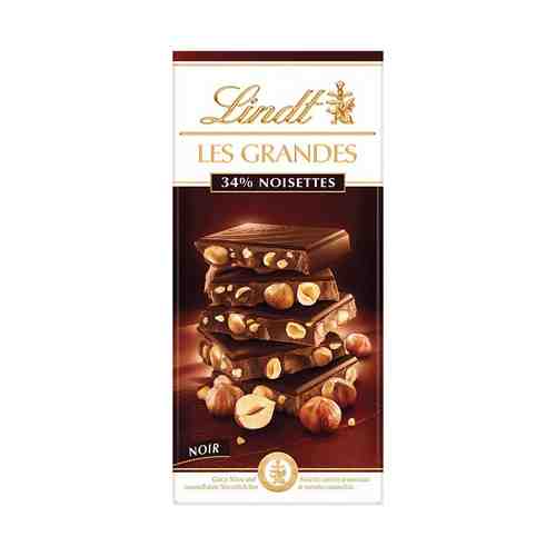 Плитка Lindt Les Grandes темный шоколад с цельным фундуком 150 г