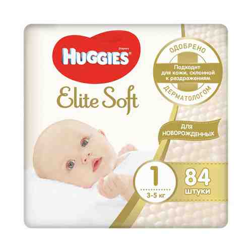 Подгузники Huggies Elite Soft р 1 3-5 кг 84 шт