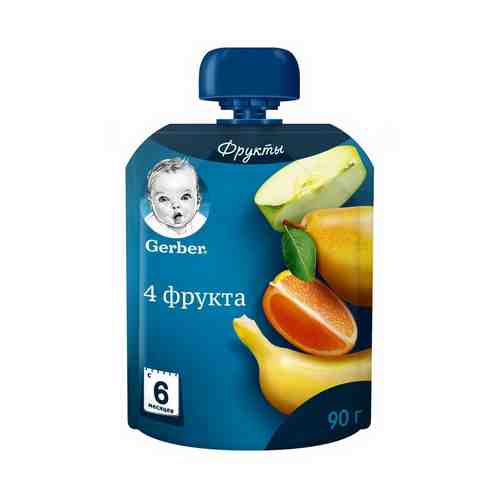 Пюре Gerber 4 фрукта с 6 месяцев 90 мл