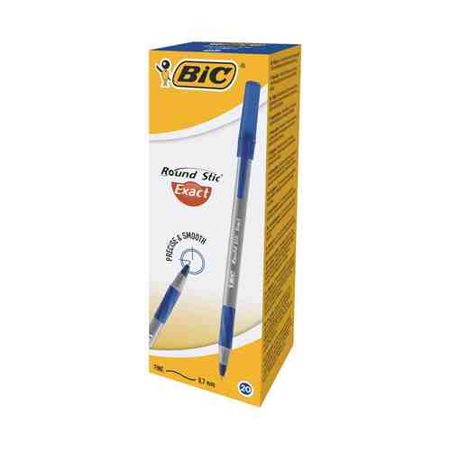 Ручки шариковые Bic Round Stic Exact 0,7 мм синие 20 шт