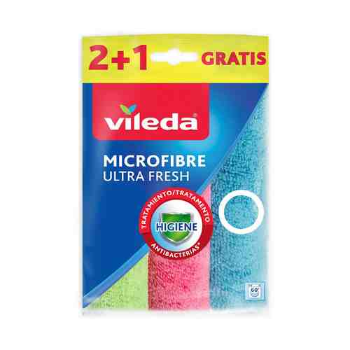 Салфетки Vileda Ultra Fresh микрофибра с антибактериальным эффектом 2 + 1 шт