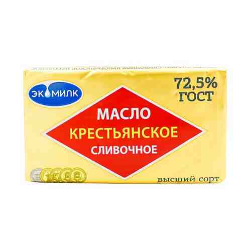 Сладкосливочное масло несоленое Экомилк Крестьянское 72,5% БЗМЖ 180 г