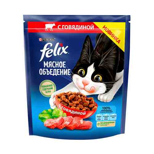 Сухой корм Felix Мясное объеденье для кошек с говядиной 600 г