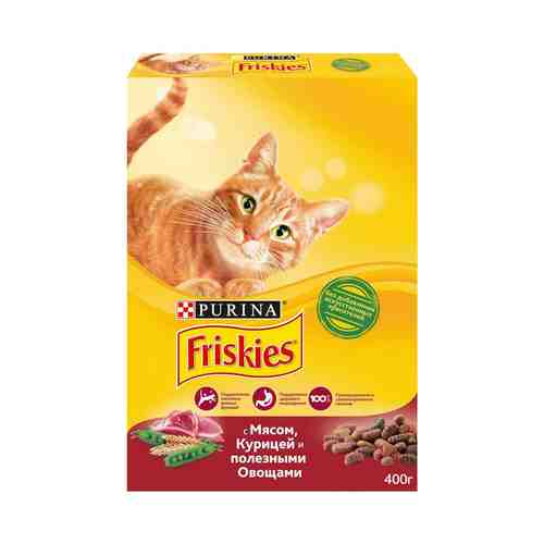 Сухой корм Friskies для взрослых кошек с мясом курицей и полезными овощами 400 г