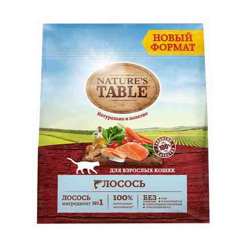 Сухой корм Nature's Table с лососем для кошек 1,1 кг