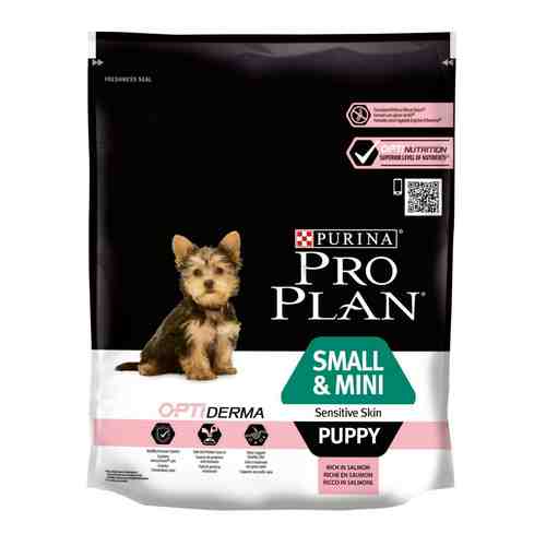 Сухой корм Pro Plan Small and Mini Puppy Sensitive Skin для щенков мелких пород с чувствительной кожей с лососем 700 г