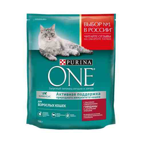 Сухой корм Purina One для взрослых кошек с говядиной и пшеницей 750 г