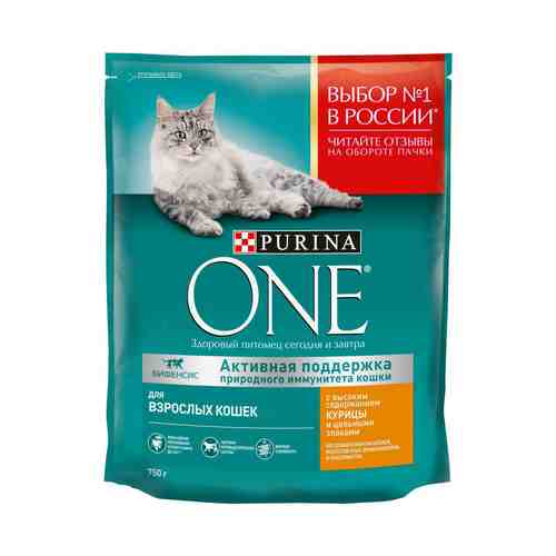 Сухой корм Purina One для взрослых кошек с высоким содержанием курицы и цельными злаками 750 г