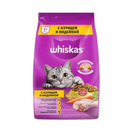 Сухой корм Whiskas Вкусные подушечки Аппетитное ассорти с нежным паштетом с курицей и индейкой для взрослых кошек 1,9 кг