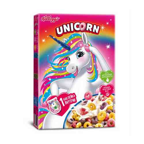 Сухой завтрак Kelloggs Unicorn Радужные колечки с фруктовым вкусом 195 г