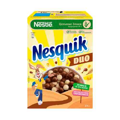 Сухой завтрак Nesquik Duo шоколадный обогащенный витаминами и минеральными веществами 375 г