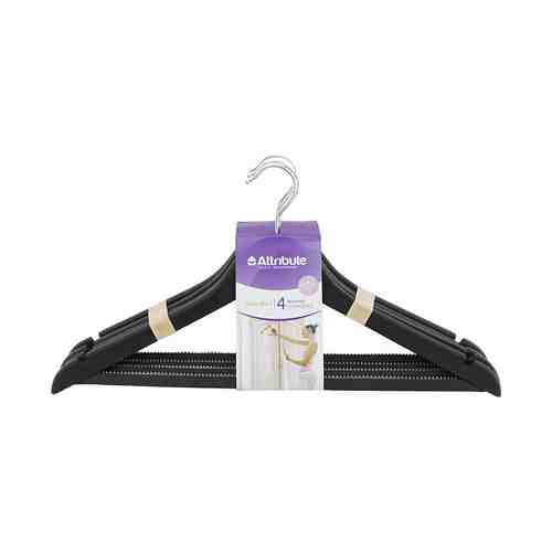 Вешалки для одежды Attribute Hanger Siluet Black 4 шт