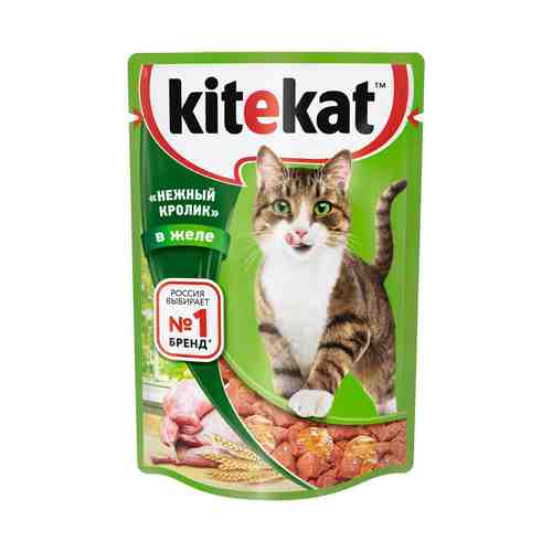 Влажный корм Kitekat для кошек кролик в желе 85 г