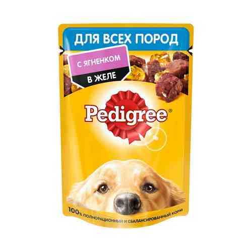 Влажный корм Pedigree для взрослых собак всех пород с ягненком в желе 85 г