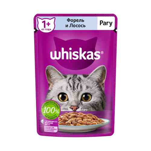 Влажный корм Whiskas для взрослых кошек рагу с форелью и лососем 75 г