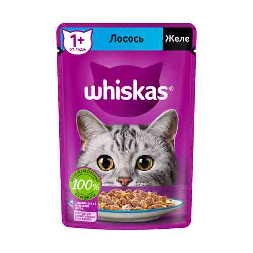 Влажный корм Whiskas для взрослых стерилизованных кошек лосось в желе 75 г