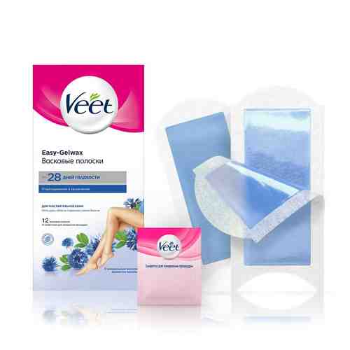 Восковые полоски Veet для чувствительной кожи c технологией Easy Gel-wax 12 шт