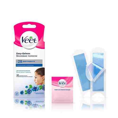 Восковые полоски Veet Easy Gel-wax для чувствительной кожи лица 20 шт